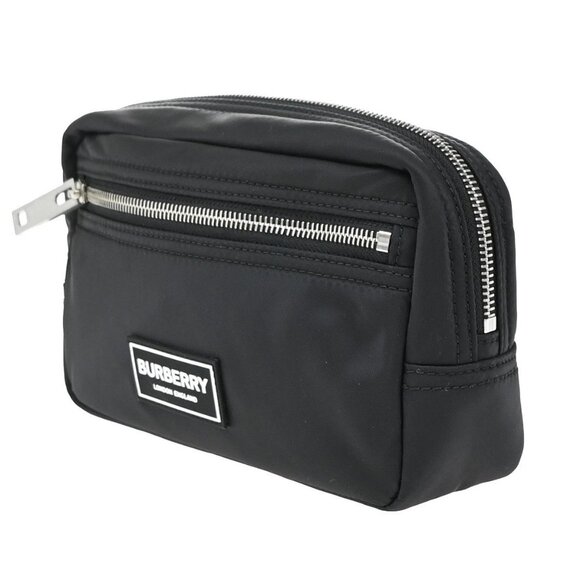 BURBERRY Logo Clutch Pouch Bag Nylon Black SHW 65RF576 - Picture 2 of 16